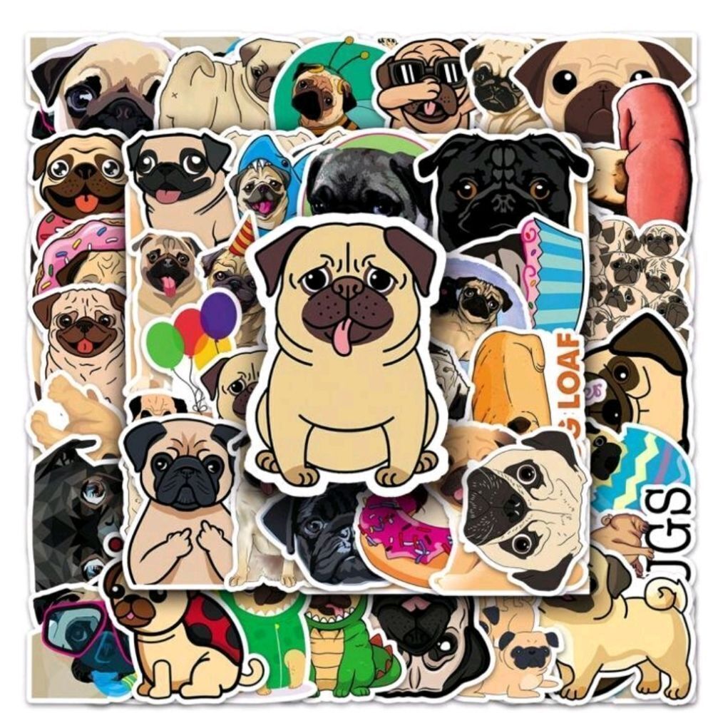 Cartoon Pug Dog Stickers - Picture 8 of 8